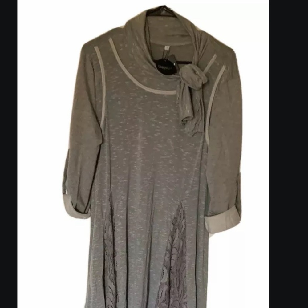 Clocolor gray sz L dress tie kneck elegant